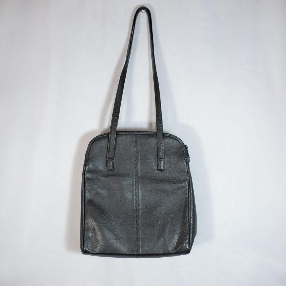 Tano Vintage Genuine Leather Shoulder Bag Two Handles black Size Medium